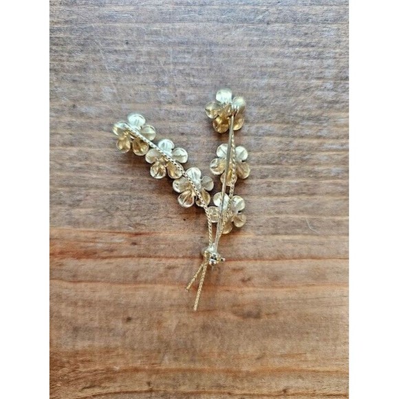 Vintage Forget Me Not Blue Stoned Flower Gold Tone Brooch - Picture 2 of 2